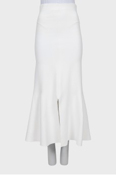Белая юбка годе с разрезом спереди