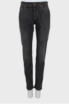 Серые джинсы slim fit