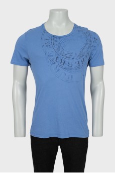 Чоловіча блакитна футболка з принтом