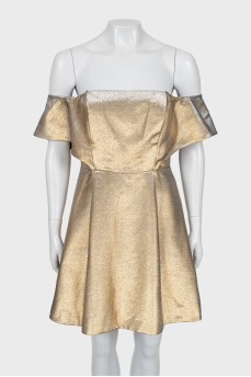 Золотистые платье мини с биркой