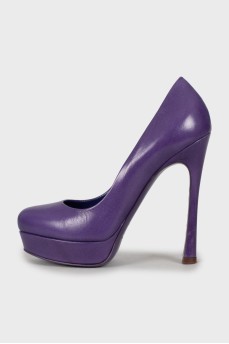 Фіолетові туфлі зі шкіри