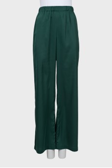 Зеленые брюки палаццо на резинке