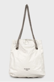 Кожаная сумка-шоппер с металлическим ремешком