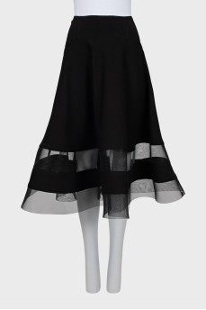 Черная юбка с сетчатыми вставками