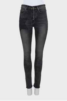 Черные джинсы skinny fit с принтом