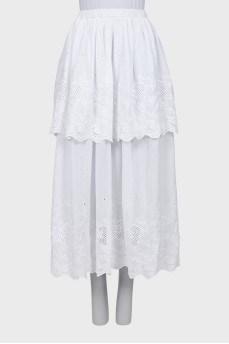 Двойная юбка миди белого цвета