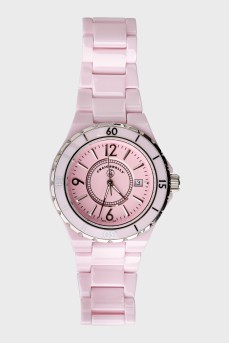 Чоловічий рожевий годинник з кераміки