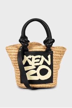 Плетена сумка кроссбоді з логотипом бренду