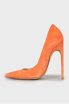 Оранжевые туфли на высокой шпильке