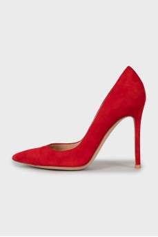 Замшеві туфлі-човники червоного кольору