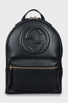 Шкіряний рюкзак з рельєфним логотипом