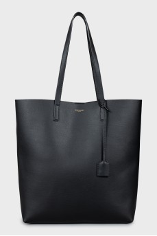 Кожаная сумка-шоппер с золотистым лого