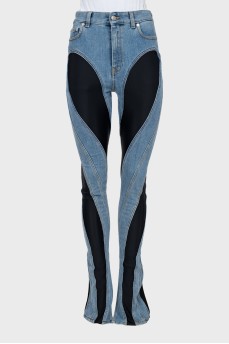 Комбинированные джинсы с рельефными швами