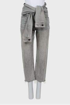 Сірі джинси зі знімним поясом