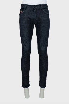 Мужские темно-синие джинсы slim fit