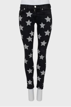 Черные джинсы skinny fit в принт
