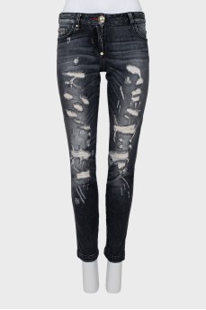 Черные рваные джинсы skinny fit