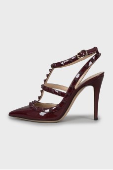 Бордові босоніжки Rockstud