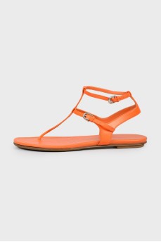 Оранжевые кожаные сандалии