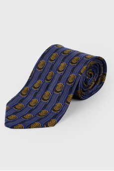 Темно-синий галстук в желтый принт