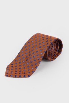 Оранжевый галстук в мелкий принт