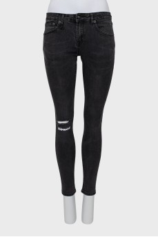 Джинсы skinny fit декорированные вышивкой