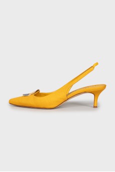Текстильні туфлі на підборах kitten heel