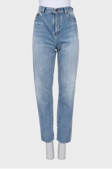 Джинсы straight fit на высокой посадке