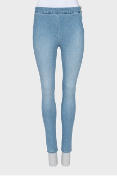 Блакитні джинси skinny fit на блискавці