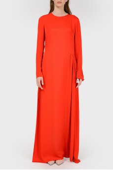 Красное платье в пол с разрезом с биркой