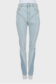 Комбинированые джинсы skinny fit