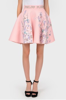 Расклешенная юбка из розового шелка