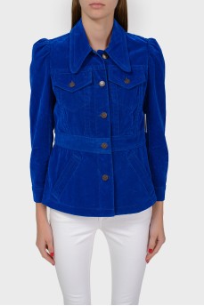 Ярко-синий пиджак с отрезной талией
