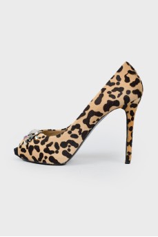 Туфли в леопардовый принт с открытым носком