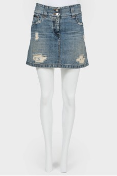 Винтажная джинсовая мини-юбка