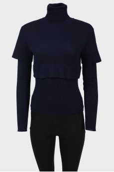 Вінтажний светр з горлом з декоративним топом