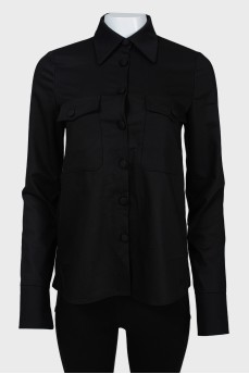 Черная рубашка с крупными пуговицами