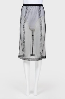Прозрачная юбка-миди с бисером с биркой