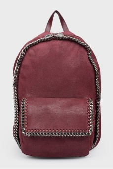 Бордовый рюкзак с металлической цепочкой