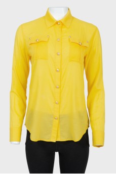 Рубашка желтая с золотистыми кнопками