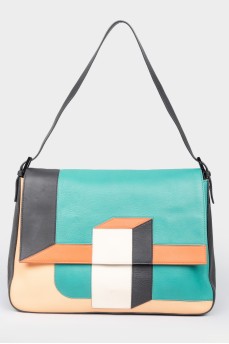 Кожаная сумка с разноцветным абстрактным принтом
