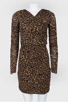 Леопардовое платье на запах с биркой