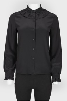 Черная шелковая блуза с бисером с биркой