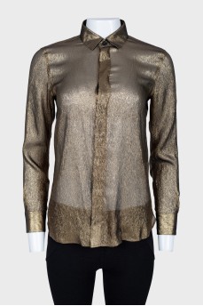 Полупрозрачная золотистая блуза с биркой