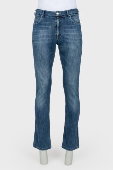Чоловічі темно-сині джинси з потертостями