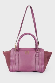 Фиолетовая сумка со вставками из замши с биркой