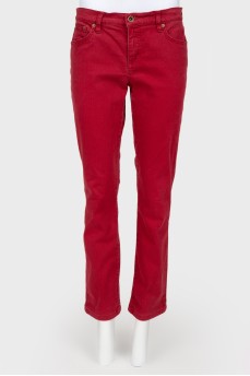 Червоні джинси з високою посадкою