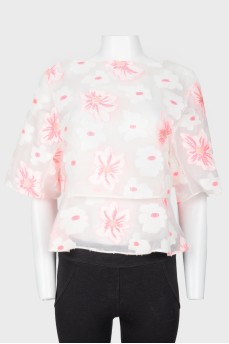Двухъярусная блуза с вышитыми цветами