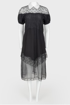 Сукня чорна з мереживними вставками