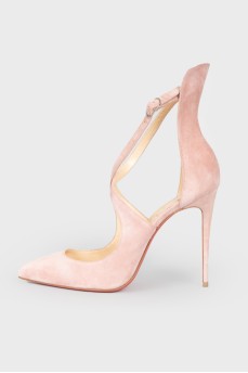 Розовые замшевые туфли на шпильке
